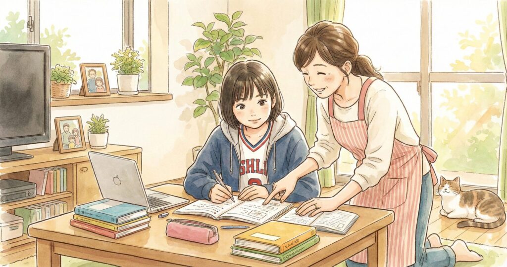母親の勉強サポート